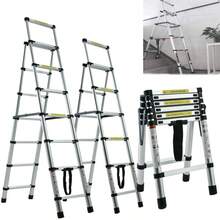 Vandise 4+5 5+6 6+7 Steps Aluminum Telescoping Ladder, A-Frame Folding Ladder Lightweight Portable Step Stool For Home Attic Loft, Max Load 150kg - Silver - View 1