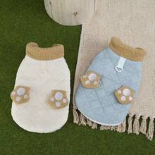 2 piezas Ropa de animal nueva para otoño/invierno, abrigo acolchado y abrigado, ropa para gato/perro, chaqueta cortavientos, ropa de algodón para gato, ropa de animal, ropa abrigada para gato, ropa con estilo británico con correa, pantalones babero nuevos y lindos, ropa abrigada para otoño/invierno