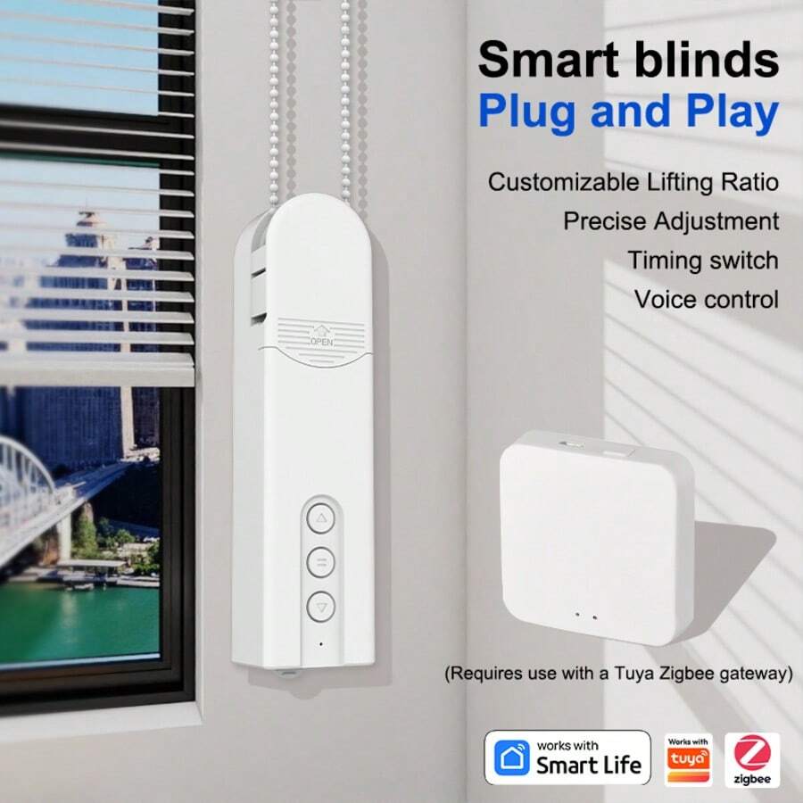 1 Zigbee Roller Blinds Motor With Modern White APP Control (Need To Bring Your Own Zigbee Gateway) With Multiple Rollers To Adapt To Various Curtains, Suitable For Living Rooms, Bedrooms, Study Rooms, And Bathrooms. It Can Be Used As A Holiday Gift And Is Suitable For Various Scenes.