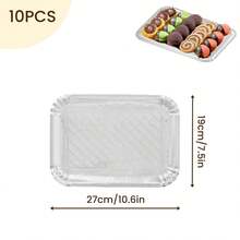 10 Stücke Silber Kuchentabletts, schwere, wegwerfbare rechteckige Pappe mit fettabweisender Beschichtung, verstärkte Basis Papier Kuchenböden für elegante Dessert-Tisch-Servierpartys, Cupcake-Präsentation, Geburtstags-Party, Hochzeit