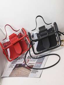 1个清新简约透明果冻包（18*13*6cm），时尚小方包，女士单肩斜挎包，PVC果冻包，简约小包，经典百搭透明包，夏季必备（下单前请确认产品尺寸） - 彩色 - 查看 6