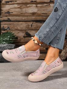 新款女士舒适轻便针织运动鞋，平底休闲鞋，户外女士滑板鞋