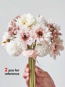 1支/3支装仿真蒲公英、牡丹、雏菊丝绸花束，28厘米，适合婚礼新娘捧花、家居、办公室、浴室、厨房、餐桌装饰，也可用于情人节、毕业典礼、单身派对、伴娘、父亲节、万圣节等场合，亦可作为装饰和礼物。 - 白色 - 查看 5