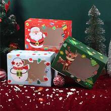 4/8/12 piezas Caja de regalo de embalaje de caramelos para fiesta de Navidad con diseño de muñeco de nieve antiguo, galletas, caja de pan de jengibre, decoraciones navideñas, pijamas navideños, regalos navideños, decoración navideña - Multicolor - Ver 2