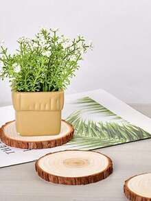 Set de 10 rebanadas de madera natural sin terminar con corteza, de 4,0-4,7 pulgadas de diámetro, kits de artesanía de madera, artesanías redondas, decoraciones navideñas, manualidades DIY con corteza para artesanías rústicas de boda - color madera - Ver 4