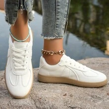 New Casual White Sneakers, Low-Top Sports Shoes, Fashionable Flat Shoes For Women