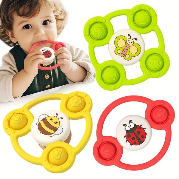 Baby Suction Cup Gyro Toy, Insect Spinning Toy, Insect Cognition Toy, Fingertip Press Ball, Sensory Education Toy, Outdoor Toy With Suction Cup, Puzzle Toy Suitable For Multiple Scenarios