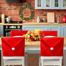 6pcs Festive Red Santa Hat Chair Covers Set - Perfect For Christmas Dinner & Holiday Parties, Adds A Cozy, Festive Touch To Your Table Decor, No Power Required, Featherless, Ideal For Family Gatherings, Christmas Table Decorations(1/4/6pcs)