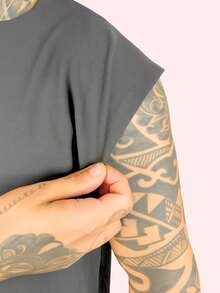 Kit 3 Tank Tops, Stylish Oversized Men's Macho T-Shirt, Bodybuilder, Father's Day - 白色,黑色和灰色 - 查看 8