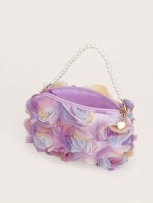 1个女童3D玫瑰花半透明宴会包，适合搭配连衣裙、旗袍、手提包 - 手提包 - 查看 4