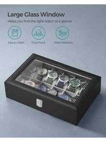 10/6/3 Ranuras Caja de almacenamiento de relojes Día de San Valentín, Caja organizadora de almacenamiento de relojes, Caja de exhibición, Caja de almacenamiento de joyas Día de San Valentín, Día de la Madre, Caja de relojes de PU de gran capacidad, Caja de exhibición de relojes y caja de almacenamiento de joyas - Multicolor - Ver 5