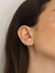 rakol 6件套闪亮优雅铜镀立方氧化锆耳环套装，适合日常佩戴和派对场合 - 款式9 - 查看 5