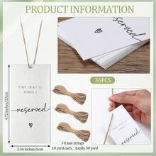 36pcs Wedding Chair Reserved Signs,Modern Acrylic Wedding Reserved Sign,Reserved Table Decor, Reserved Hanging Sign For Chairs, Acrylic Seat Reserved Signs With Ribbon,Wedding Decor,Home Decor ,Room Decor Party Favors Bride,Graduation Summer Birthday Gifts Beach Back To School School Supplies