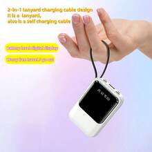 10000mAh 迷你可爱口袋大小 5V2A 快速充电便携式卡通移动电源，小尺寸大容量高外观，内置 4 根电缆，高速充电电池，超亮 LED 灯，适用于 iPhone 16 15 14 13 12 11/Pro/Max/Plus/Mini/8/SE/X/XS、Airpods 4/3/2/Pro2/Pro 适用于 Apple IPhone、iPad、Android 手机，适合家人、朋友、生日、冬季、情人节、复活节的礼物适合户外玩耍、购物、旅行，便携式电源超级快速充电，显示电池电量，带 USB 和 Type-C 端口的便携式充电器设备，安全稳定的聚合物锂电池 - 紫色 - 查看 3