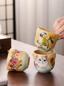 1 件 270ml/9.5oz 陶瓷握咖啡杯，可爱卡通设计高品质礼品杯，家用抹茶茶杯，办公室女士使用，适合朋友和情侣生日礼物 - 彩色 - 查看 11