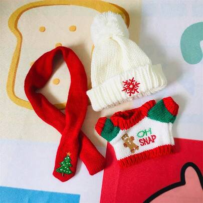 20厘米棉质娃娃（帽子+上衣+围巾+裤子），毛绒娃娃摆件姜饼人毛衣套装，娃娃替换衣服，青少年娃娃嘉年华礼物，派对用品娃娃（仅含娃娃衣服）