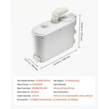 Macerator Pump, 500W, 29 GPM Flow, 26 Ft/8 M Head, Macerator Sewerage Toilet Pump With 4 Water Inlets, Waste Water Disposal Upflush Machine For Kitchen, Basement, Shower, Sink, Laundry, Bathtub - US A Type Plug(110-127V) - View 7