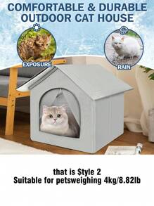 Outdoor Cat House Cooling Cat Nest Outdoor/Indoor Cat Warmth Cat House Four Seasons Universal Cat Bed Easy To Assemble,Foldable Oxford Cat House, Indoor & Outdoor, Rainproof, Thermo-Regulated, Waterproof, Stray Cat Shelter - Grey - View 12