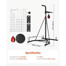 2 In 1 Punching Bag Stand, Steel Heavy Duty Workout Equipment, Adjustable Height Boxing Punching Bag And Speed Bag Stand, Freestanding Sandbag Rack, Holds Up To 140 Lbs, For Home Gym Fitness - 黑色 - 查看 7