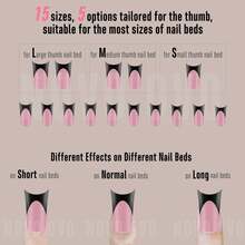 Black French Tip Duck Feet Nail Tips Full Cover For Press On Acrylic With Moon Curve, BERRY PINK Extra Thick Medim Long, Flare Wide Soft Gel Fake False Nail Extension X 15 Sizes 150 Pcs - Duck Nails Black French Tips Berry Pink Moon Curve - 查看 5