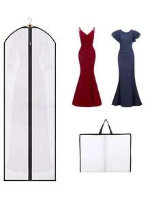 1个便携式白色无纺布连衣裙袋，婚纱袋，长裙收纳袋，180厘米/70.86英寸，宿舍必备衣物整理袋，衣柜收纳袋，卧室收纳袋 - 黑色 - 查看 6