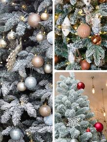 12/6 piezas Ramas artificiales de pino navideño, tallos de pino falso nevado, adecuados para decoración de árbol de Navidad, adornos de pino navideños, aplicables para guirnaldas, coronas y decoraciones de regalo de Navidad, decoraciones navideñas, decoraciones de mesa, decoraciones de árbol de Navidad - Multicolor - Ver 4