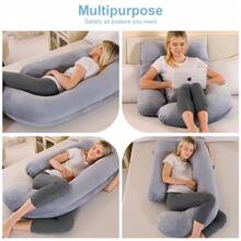 Pregnancy Pillow, J-Shaped Full Body Pillow, Nursing Pillow, Support And Pregnancy Pillow For Pregnant Women With Removable Cover - 深灰色 - 查看 1