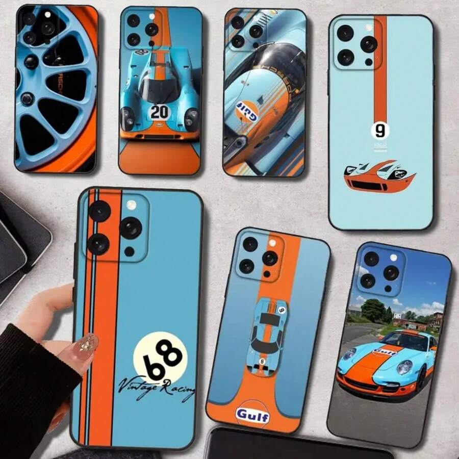 Star G-Gulf Ra-Cing Car Phone Case Covercompatible With  16e,16,15,14,13,12,11,Pro,X,XS,Max,XR,Plus,Mini Soft Black Cover,Covercompatible With  17 Case,  17 Pro Case,  17 Pro Max Case