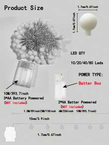 1pc, 1.5m/10 LED Lights, 3 Meters/20 LED Lights, 6m/40 LED Lights, 10m/80 LED Lights String, Suitable For Bedroom, Tent, Wedding Party, Christmas, Balcony, Valentine's Day Decoration. - Multicolor - View 7