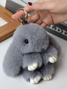 可爱兔子钥匙扣，柔软毛绒材质，白色、粉色、黑色和红色兔子，小巧精致，非常适合装饰背包、手提包和钥匙，生日礼物、节日礼物、毛绒玩具 - 彩色 - 查看 16