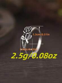 1 pieza Anillo de rosa floral minimalista 3D vintage elegante y retro