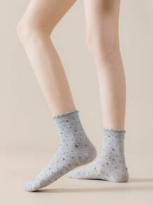 5 perechi de șosete pentru femei - șosete din dantelă cu buline și stele până la jumătatea gambei, șosete retro cu graffiti și strasuri, șosete la modă în stil Hyun-A pentru mame, șosete pentru bunici, calde, moi, respirabile, absorbante de umezeală, croială lejeră, potrivite pentru zi cu zi, casual, sport, cadouri, versatile pentru toate anotimpurile