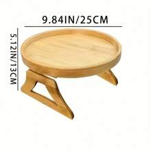 Foldable Pine Wood Sofa Side Table & Bamboo Pillow Tray - Rustic Home Decor For Bedroom, Living Room, RV (No Assembly Required) 25x13cm - Beige - View 4