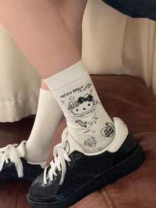 Sanrio 3 Pares de Meias Fofas Hello Kitty, Meias Quentes de Tornozelo para Meninas, Adequadas para Outono/Inverno