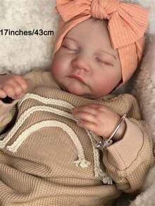 Lifelike 17"/43cm Reborn Baby Doll, Full Silicone Vinyl Girl Body Handmade Art Doll, Like A Real Baby, 3D Painted Skin, Visible Veins Vinyl Limbs, Realistic Hand Painted Hair - Perfect Collectible Art Doll Christmas Gift/Birthday Gift/Thanksgiving Gift