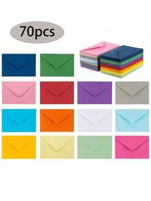 280个/140个/70个/42个/14个迷你信封，14种不同颜色，自粘封条，礼品卡，名片信封（10厘米*7厘米） - 彩色 - 查看 13