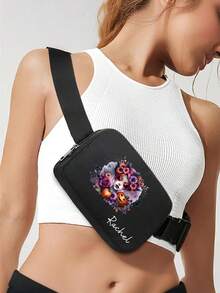 Customized Picture Or Text Personalized Waist Bag, Suitable For Both Men And Women's Velvet Free Mini Zipper Waist Bag, Small Fashionable Crossbody Bag, Waterproof Sling Bag With Adjustable Shoulder Strap, Running And Hiking Exercise Waist Bag, Gifts For Girls And Men