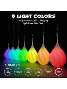 1/2pcs LED Meteor Ball - Upgraded Water Drop Shaped Professional Rainbow Gradient & High Frequency Flashing Rotating LED Lighting Toy Ball, 9 Lighting Modes, Suitable For Beginners And Professionals, Rainbow Rotating Dance And High Frequency Flashing Rotating LED Lighting Toy, Christmas & Halloween Gift Lighting Ball - White - View 4