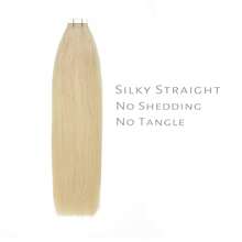 40pcs/100G , Thick Tape In Human Hair Extensions ,Seamless Invisible Skin Weft Extensions , Remy  Human Hair,Silky Straight For Fashion Women  ,10-26inch ,Easy To Apply (60#Platinum Blonde  ) - S60 - 查看 2