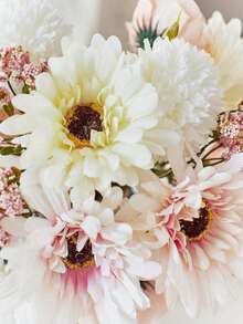 1支/3支装仿真蒲公英、牡丹、雏菊丝绸花束，28厘米，适合婚礼新娘捧花、家居、办公室、浴室、厨房、餐桌装饰，也可用于情人节、毕业典礼、单身派对、伴娘、父亲节、万圣节等场合，亦可作为装饰和礼物。 - 白色 - 查看 2