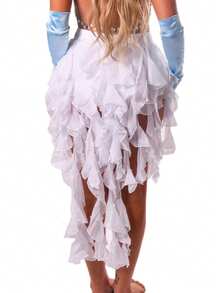 1 Piece Women S Belly Dance Hip Scarf Belt Skirt With Lace Up Tassel Hem Wave Skirt P