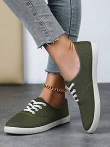 舒适女式帆布系带鞋 - 柔软透气休闲运动鞋，适合散步和跑步