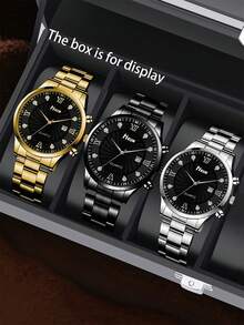 6pcs Men's Formal Watch Set, Black, Gold, Silver 3-Color Watch Set, Stainless Steel Large Dial Easy-To-Read Quartz Watches, Perfect Birthday Holiday Gift For Him - Nhiều màu - Xem 6