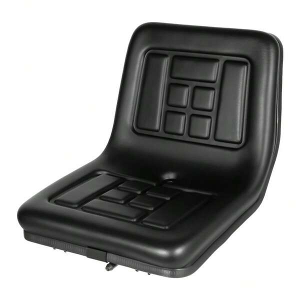 Heavy Duty Black Tractor Seat - 100kg/220lbs Capacity Compact Tractor Seat With 15cm Adjustable Slider - Iron Frame & PVC Cushioned Seat For Farm Machinery - Universal Fit With Multiple Mounting Hole Options (14/18/20/25cm) - Weather-Resistant Spray Painted Finish