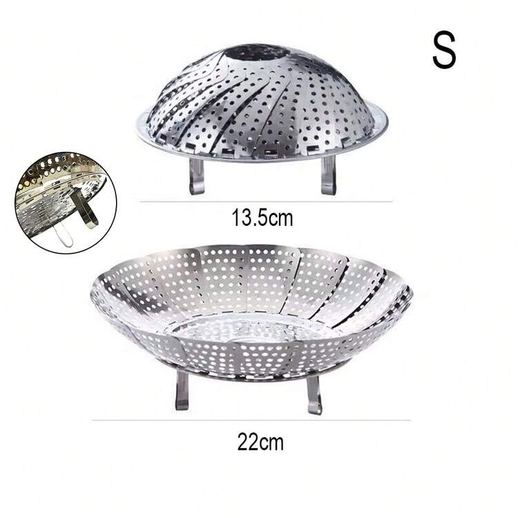 3PCS Tray Mesh Cook Stainless Steel Mesh Folding Steamer Steam Vegetable Basket - Silver - View 8
