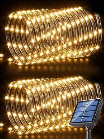 1pc Solar Rope Light, 600mah,Waterproof Outdoor, LED Fairy String Tube Lights For Party Garden Yard Home Wedding Christmas Thanksgiving Halloween Holiday Tree Decoration Halloween Christmas Thanksgiving Gift