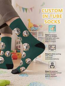 1 par anpassade barnstrumpor med mellanlånga tubmönster, sätt valfritt ansikte på strumpor, pojke och flicka, personliga strumpor med foton, intressant anpassad bild i par med mellanlånga till långa strumpor, lämplig för alla hjärtans dag, födelsedagar, presenter och andra tillfällen, personlig, rolig, rik och färgglad, kreativ anime-tecknad design, högtidsgåvor, julklappstillbehör - Multifärgad - Visa 3