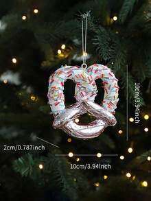 1pc Pink Christmas Decoration, Christmas Tree Ornament, Candy, Snowman, Christmas Tree Accessories, Holiday Party Decor, Suitable For Wedding, Party, Bar, Family Gathering, Rhinestone Pink, Gift For Friends - Pink - View 14