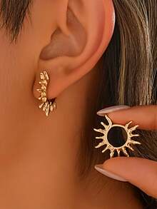 Hollow Out Sun Earrings For Women, Simple, Niche, Retro, Noble, Fashionable And Elegant Earrings For Women - Gold - View 1