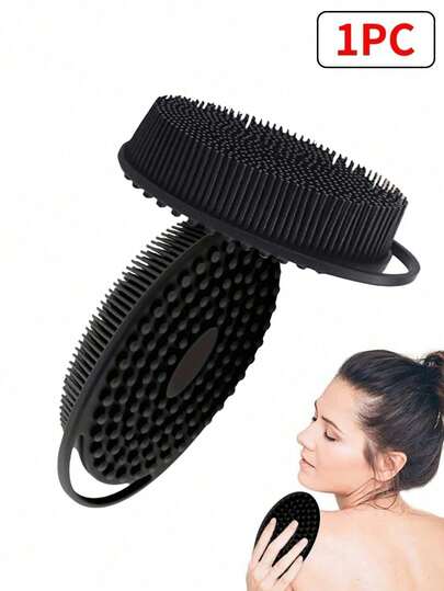 柔软硅胶身体磨砂膏 1 件硅胶沐浴露，硅胶丝瓜络 2 合 1 沐浴洗发刷，身体磨砂膏淋浴清洁去角质用于敏感肌肤，泡沫丰富，男女通用